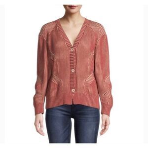 Nicole Miller 100% Cotton Plaited Ribbed Cardigan